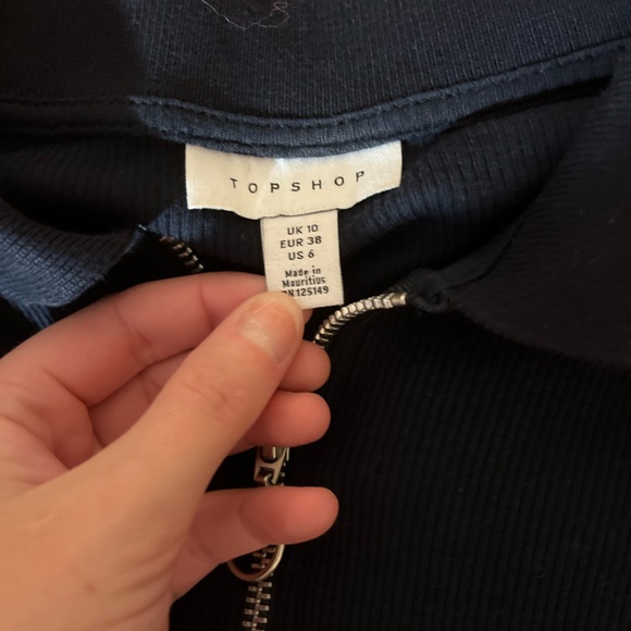 Top Shop Navy Blue Zipup Sweater - Picture 2 of 3